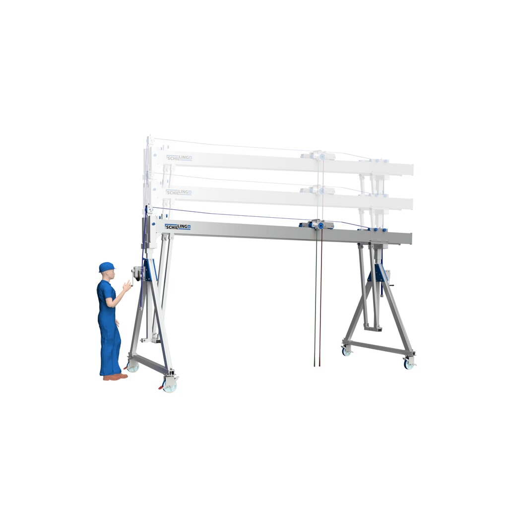 Handmatige lier voor aluminium portaalkraan, incl. draaivast draadtouw, 90 mm slag per draai, 2 aantal Product afbeelding: Handmatige lier voor aluminium portaalkraan, incl. draaivast draadtouw, 90 mm slag per draai, 2 aantal
