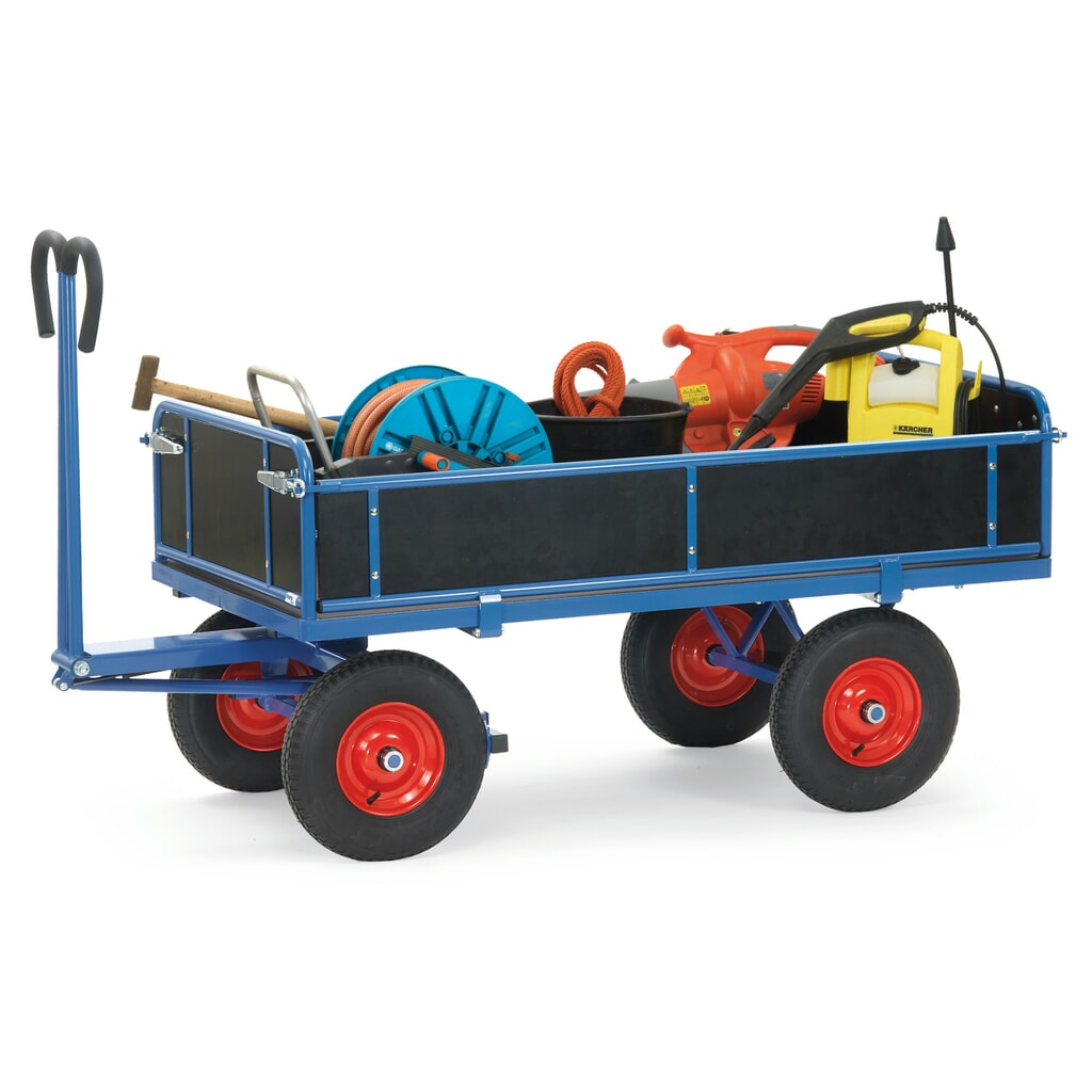 Productafbeelding nr. 2: Handtrekwagen fetra® met 3 neerklapbare wanden, laadvlak 1.000 x 2.000 mm, draagvermogen 1.250 kg, luchtbanden