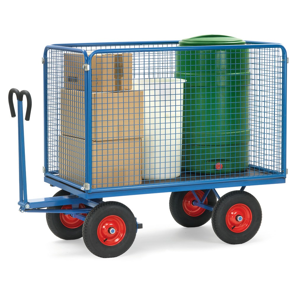 Productafbeelding nr. 2: Handtrekwagen fetra® met draadgaaswanden h 1.000 mm, laadvlak 1.000 x 2.000 mm, draagvermogen 1.250 kg, luchtbanden