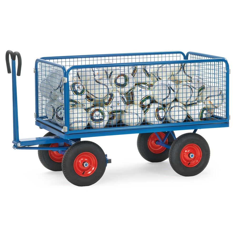 Productafbeelding nr. 2: Handtrekwagen fetra® met draadgaaswanden h 600 mm, laadvlak 800 x 1.200 mm, draagvermogen 1.000 kg, luchtbanden