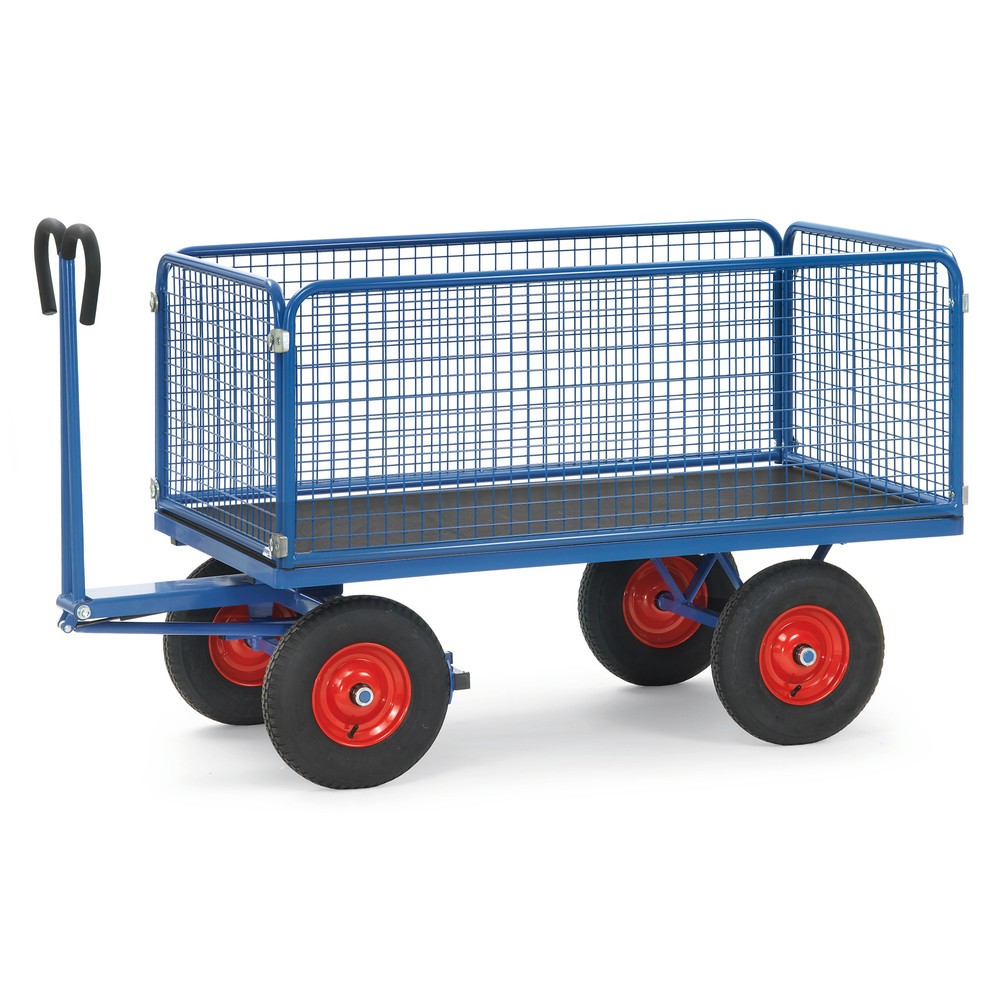 Productafbeelding nr. 1: Handtrekwagen fetra® met draadgaaswanden h 600 mm, laadvlak 800 x 1.200 mm, draagvermogen 1.000 kg, luchtbanden