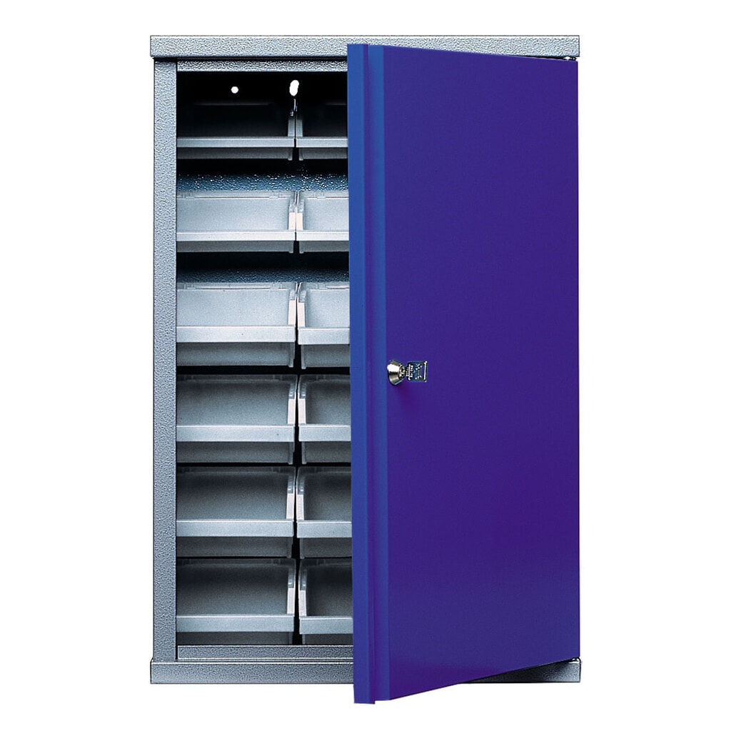 Hangkast met 18 zichtboxen, hxbxd 600 x 400 x 160 mm, blauw Product afbeelding: Hangkast met 18 zichtboxen, hxbxd 600 x 400 x 160 mm, blauw