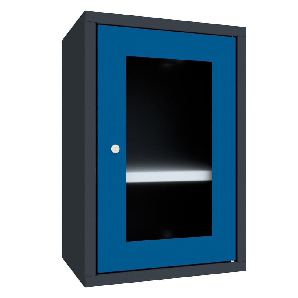 Product afbeelding: Hangkast PAVOY met kijkvenster, hxbxd 600 x 400 x 300 mm, gentiaanblauw, antracietgrijs