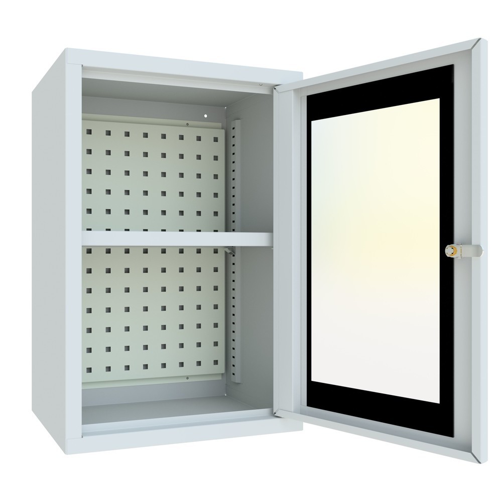 Productafbeelding nr. 3: Hangkast PAVOY met kijkvenster, hxbxd 600 x 400 x 300 mm, geperforeerde achterwand, lichtgrijs, lichtgrijs