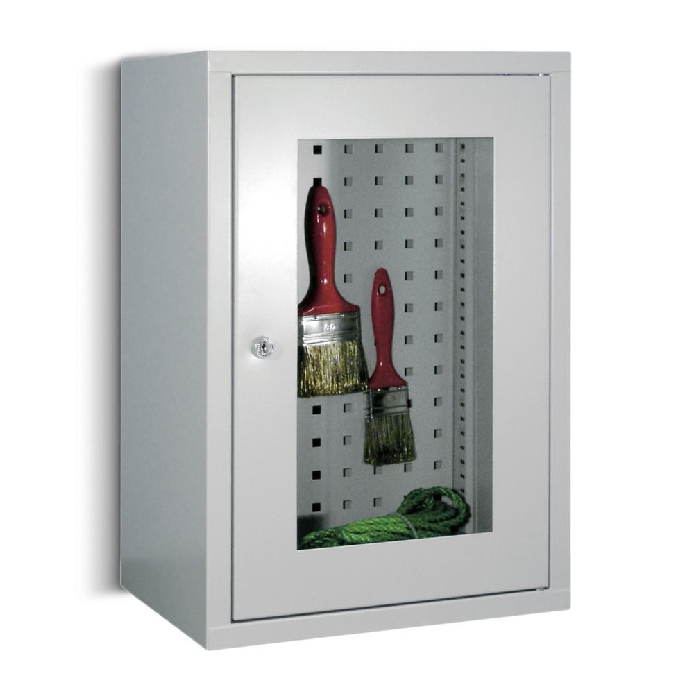 Productafbeelding nr. 1: Hangkast PAVOY met kijkvenster, hxbxd 600 x 400 x 300 mm, geperforeerde achterwand, robijnrood, lichtgrijs