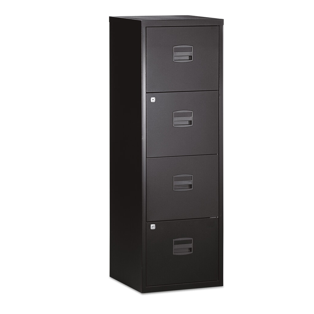 Hangmappenkast BISLEY, 4 lades, 1-baans, zwart Product afbeelding: Hangmappenkast BISLEY, 4 lades, 1-baans, zwart