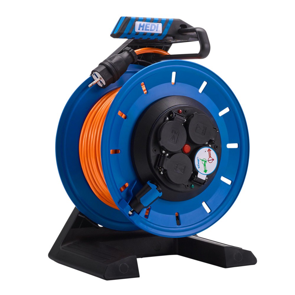 Product afbeelding: HEDI kabeltrommel Generation 7 Champion, met sleepring, H07BQ-F 3G1.5, IP54, 40 m, 4-voudige geaarde contactdoos