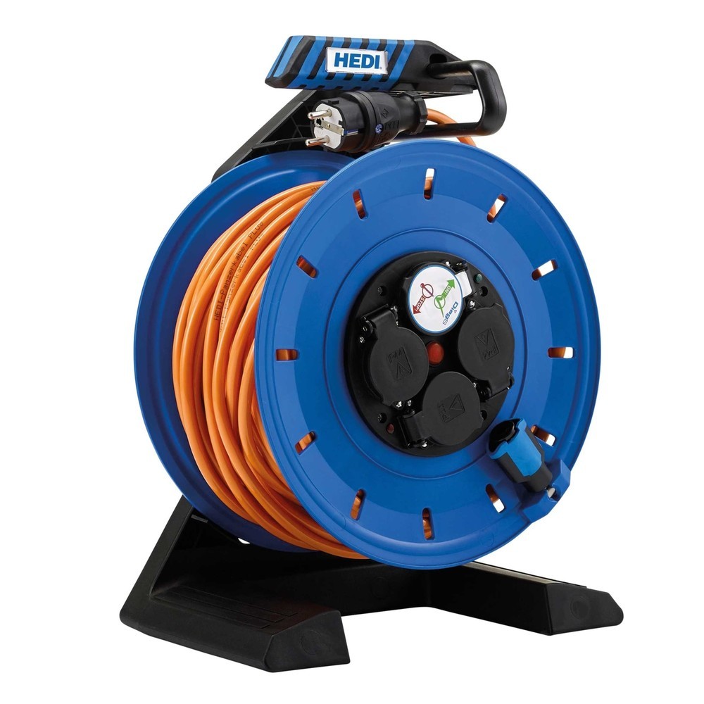 Product afbeelding: HEDI kabeltrommel Generation 7 Champion, H07BQ-F 3G1.5, IP54, 40 m, 4-voudige geaarde contactdoos