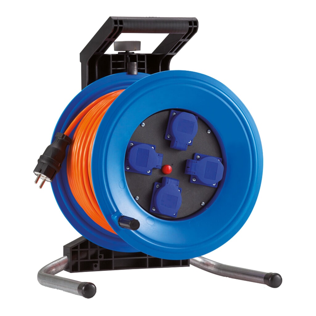 HEDI kabeltrommel Professional Plus 320, H07BQ-F 3G2.5, IP44, 40 m, 4x enkele geaarde contactdoos Product afbeelding: HEDI kabeltrommel Professional Plus 320, H07BQ-F 3G2.5, IP44, 40 m, 4x enkele geaarde contactdoos