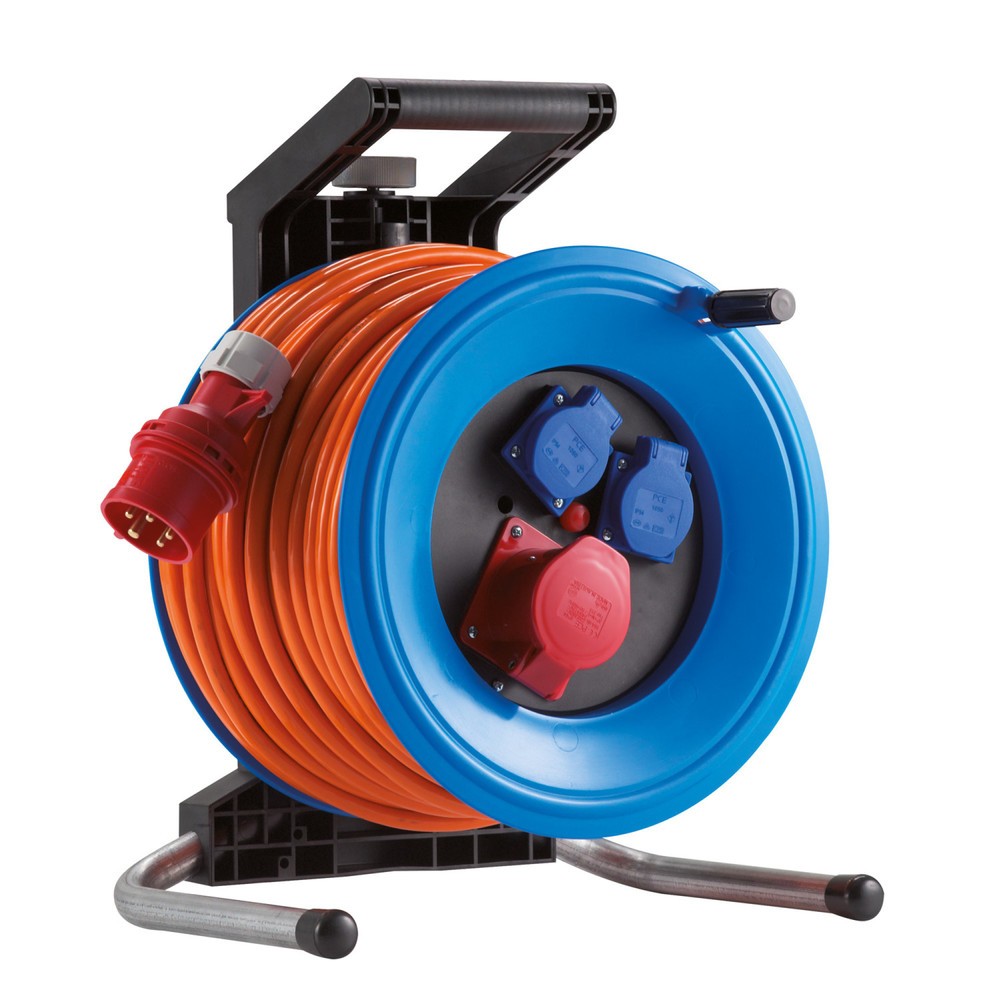 Product afbeelding: HEDI kabeltrommel Professional Plus 320, H07BQ-F 5G2,5, IP44, 25 m, 1x CEE- en 2x geaarde contactdoos