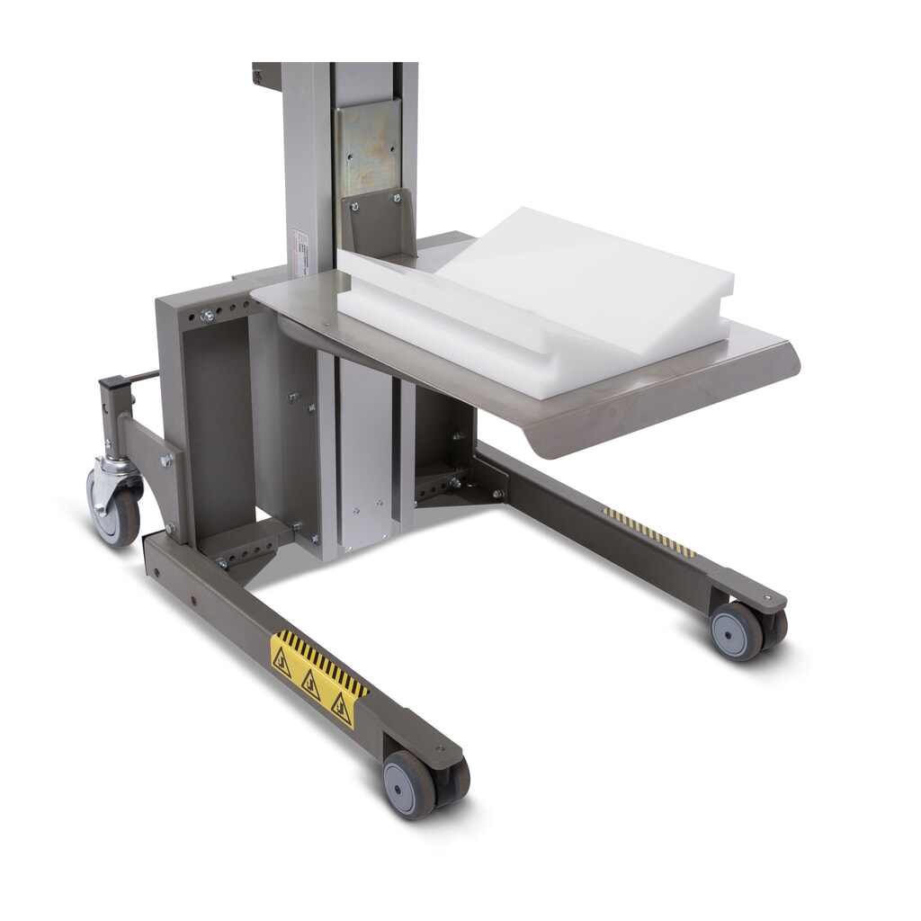 Heflift HOVMAND met platform van roestvrij staal + V-blok, hefbereik 140-1.740 mm, cap. 90 kg Productafbeelding nr. 2: Heflift HOVMAND met platform van roestvrij staal + V-blok, hefbereik 140-1.740 mm, cap. 90 kg