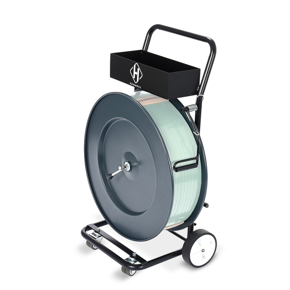 Productafbeelding nr. 1: HEMMDAL afrolwagen voor PP- en PET-omsnoeringsband, ergonomisch 4-wielsysteem, kerndiameter 406 mm