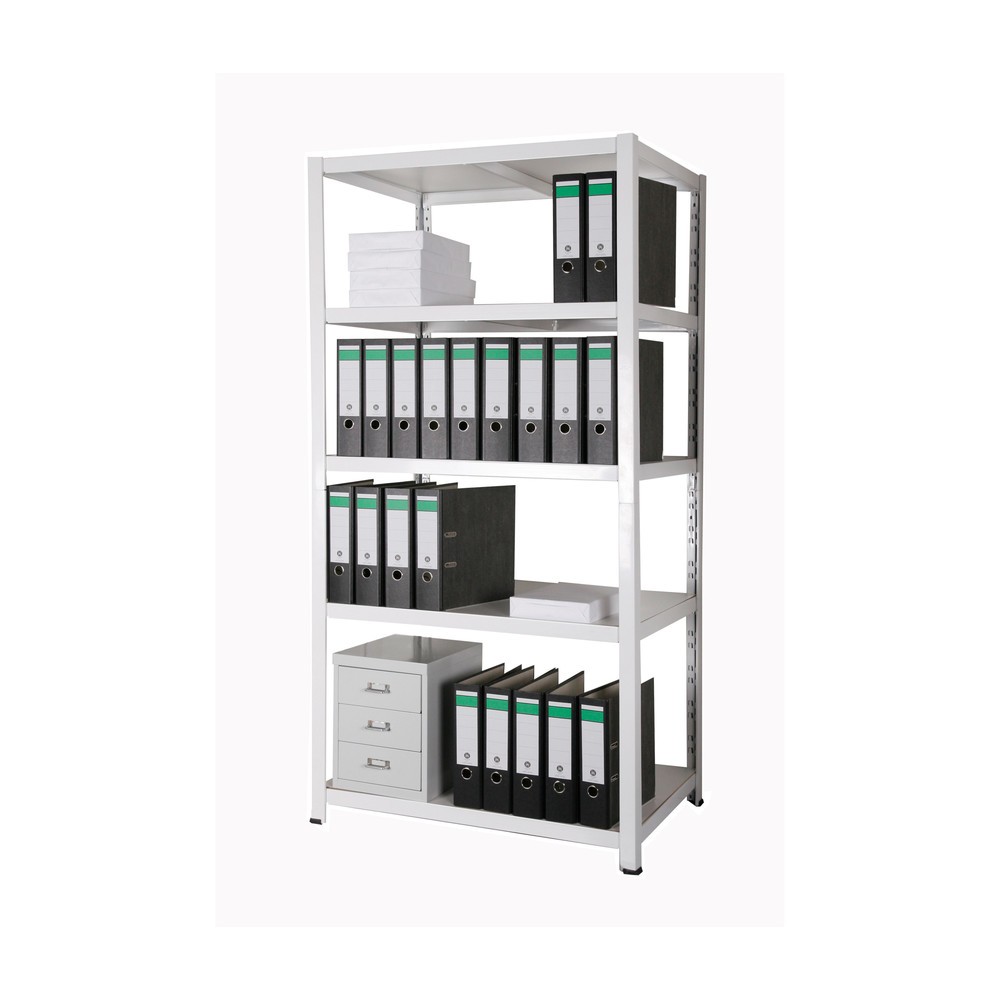Productafbeelding nr. 1: HEMMDAL archiefstelling, inhaaksysteem, hxbxd 1.800 x 900 x 600 mm, 5 HDF-legborden, vaklast 150 kg, max. 110 mappen, wit