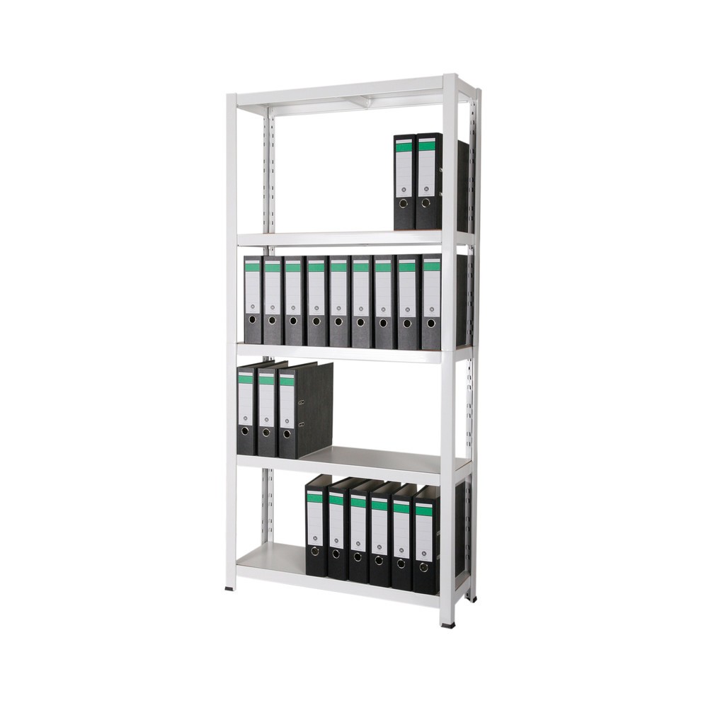 Product afbeelding: HEMMDAL archiefstelling, inhaaksysteem, hxbxd 1.800 x 900 x 300 mm, 5 HDF-legborden, vaklast 150 kg, max. 55 mappen, wit