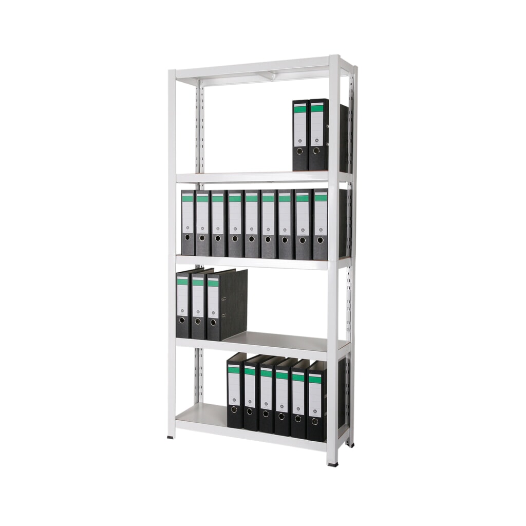 Product afbeelding: HEMMDAL archiefstelling, inhaaksysteem, hxbxd 1.800 x 900 x 300 mm, 5 HDF-legborden, vaklast 150 kg, max. 55 mappen, wit