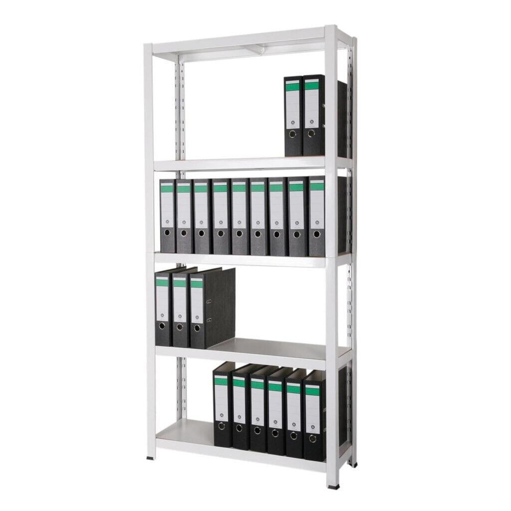 Productafbeelding nr. 2: HEMMDAL archiefstelling, inhaaksysteem, hxbxd 1.800 x 900 x 300 mm, 5 HDF-legborden, vaklast 150 kg, max. 55 mappen, wit