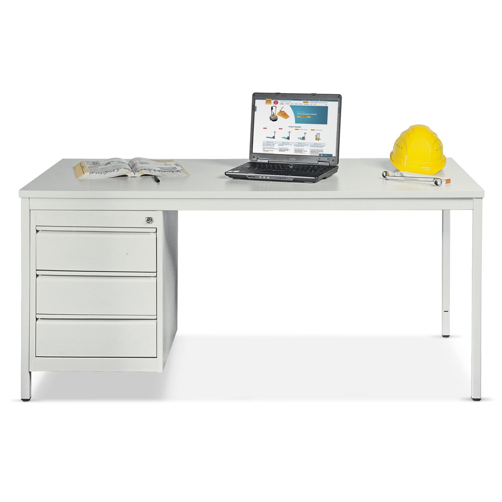 HEMMDAL bureauschrijftafel met stalen buisframe, met ladeblok, hxbxd 760 x 1.600 x 800 mm Productafbeelding nr. 1: HEMMDAL bureauschrijftafel met stalen buisframe, met ladeblok, hxbxd 760 x 1.600 x 800 mm
