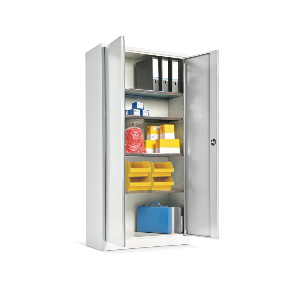 HEMMDAL Draaideurkast, legborden verzinkt, set van 2 grijze deuren Product afbeelding: HEMMDAL Draaideurkast, legborden verzinkt, set van 2 grijze deuren