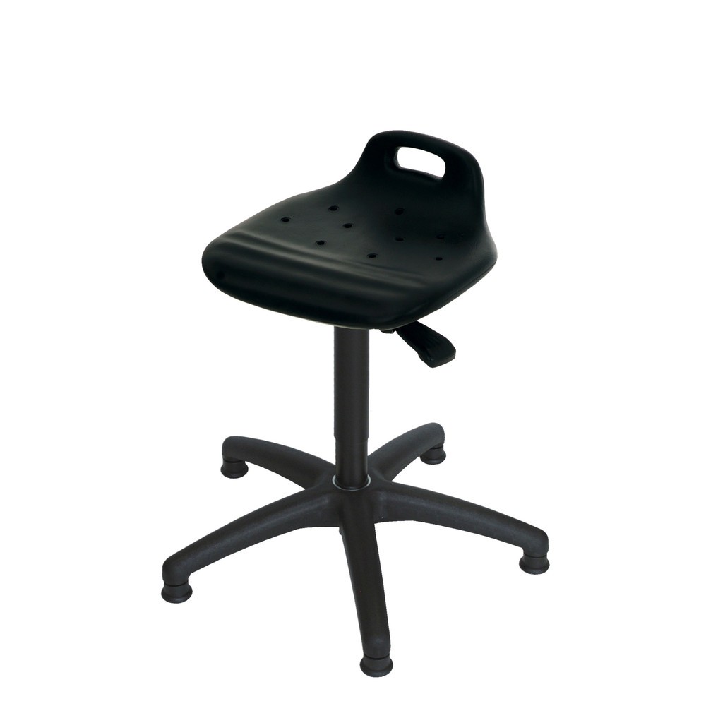 Product afbeelding: Draaikruk HEMMDAL, PU zitting met rugleuning + draaggreep, zithoogte 430-620 mm, vloerglijder