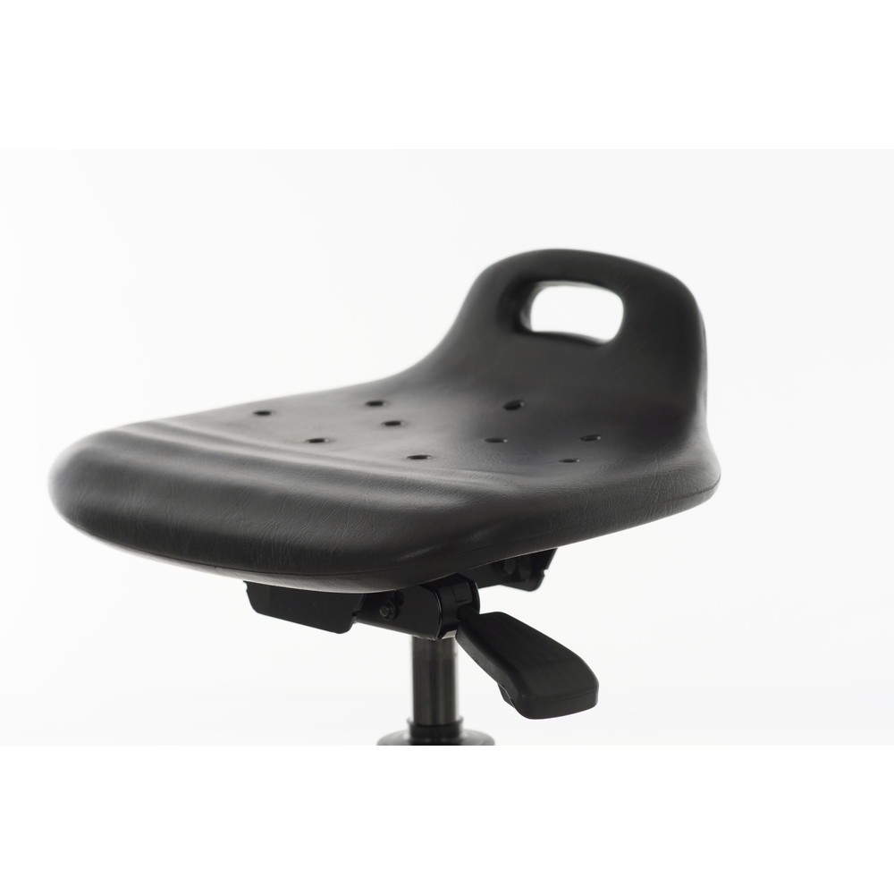 Productafbeelding nr. 2: Draaikruk HEMMDAL, PU zitting met rugleuning + draaggreep, zithoogte 450-640 mm, wielen