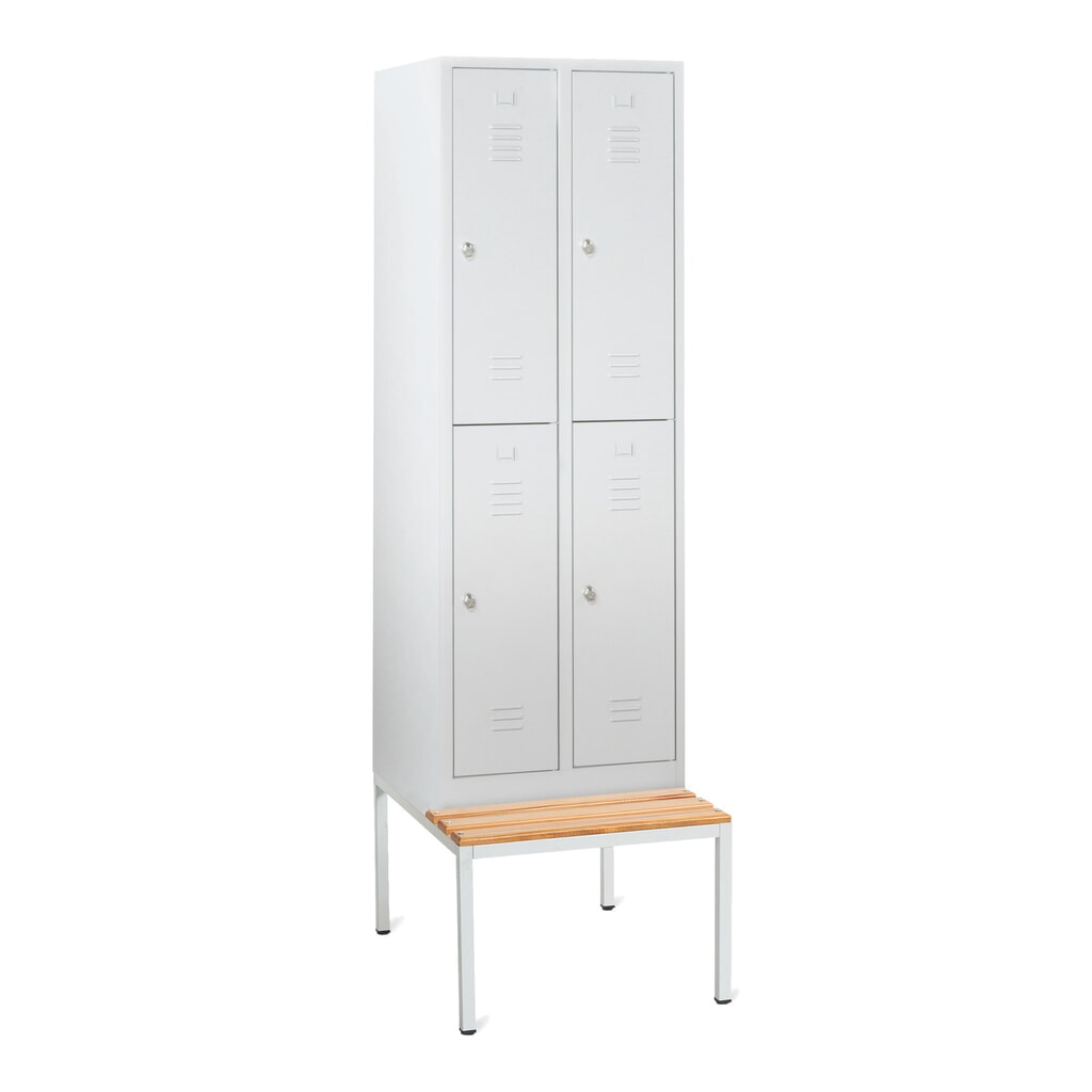 HEMMDAL Garderobekast met zitbank, 2 etages, 4 compartimenten, draaivergrendeling Product afbeelding: HEMMDAL Garderobekast met zitbank, 2 etages, 4 compartimenten, draaivergrendeling