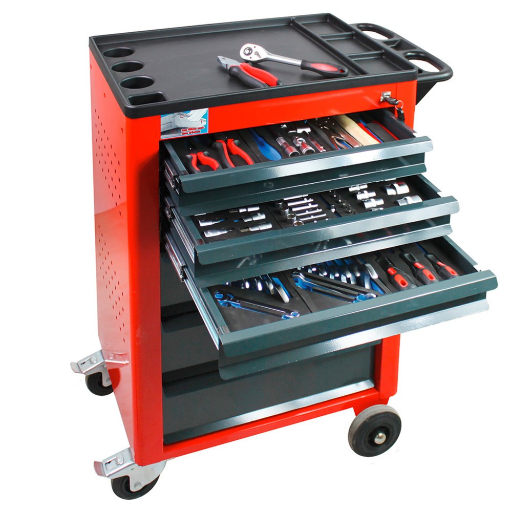 Product afbeelding: HEMMDAL gereedschapswagen, incl. 115-delig gereedschapsassortiment, rood