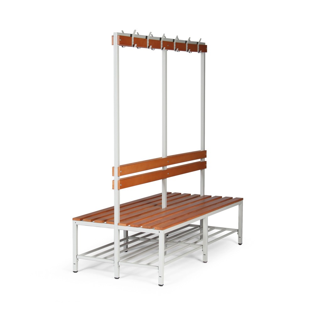 Productafbeelding nr. 1: HEMMDAL Kleedkamerzitbank, 2-zijdig, lengte 2.000 mm, 2 x 8 haken