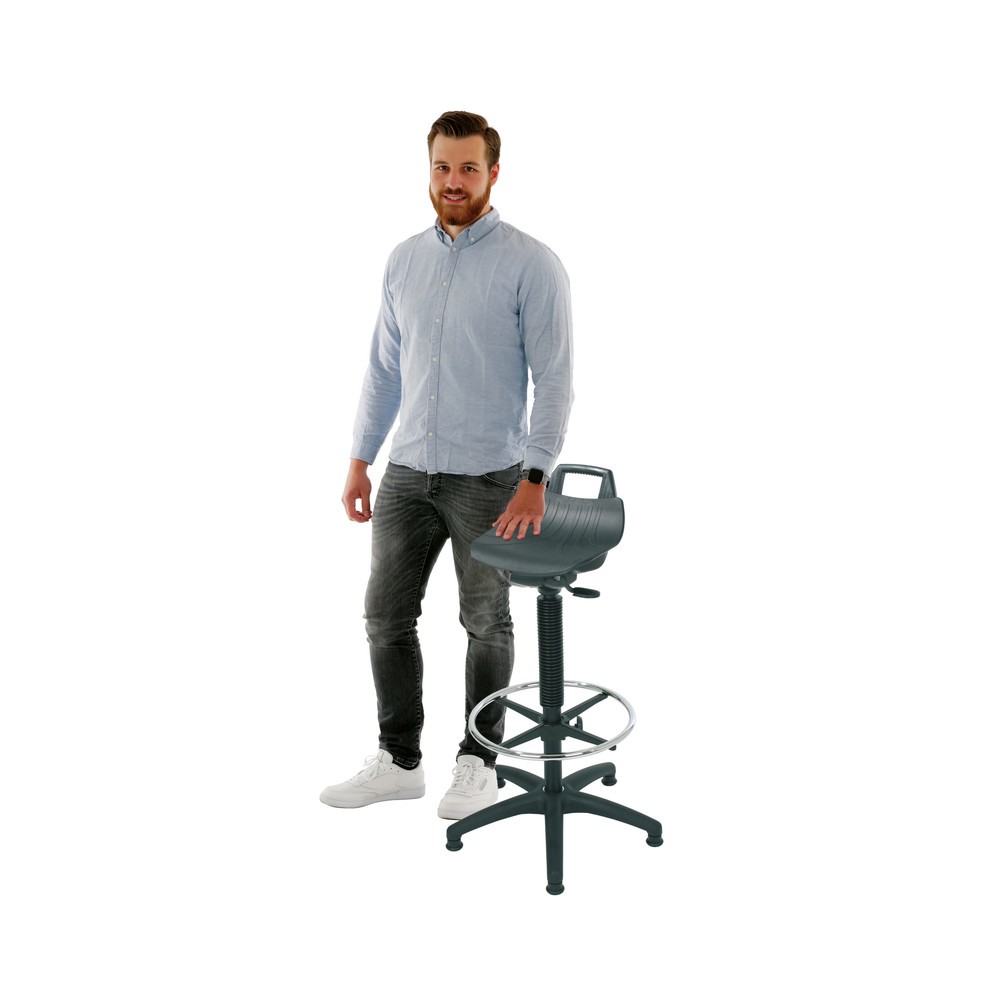 Productafbeelding nr. 2: Kruk HEMMDAL Premium, PP zitting, zithoogte 630-890 mm, vloerglijders, voetring