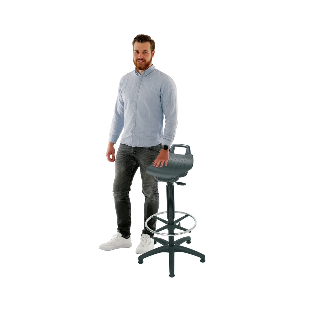 Kruk HEMMDAL Premium, PP zitting, zithoogte 630-890 mm, vloerglijders, voetring Productafbeelding nr. 2: Kruk HEMMDAL Premium, PP zitting, zithoogte 630-890 mm, vloerglijders, voetring