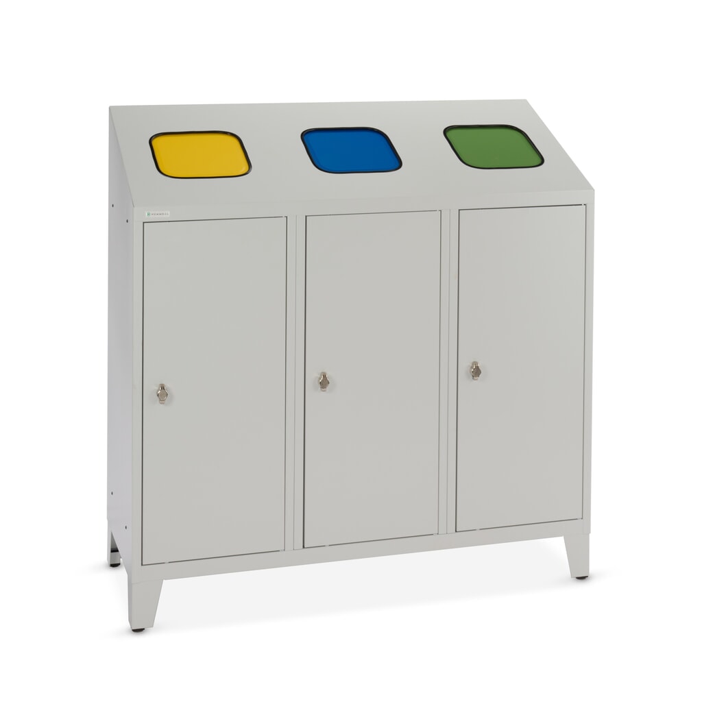 HEMMDAL recycling-afvalemmer Trio, met 3 binnenbakken, elk 120 liter Product afbeelding: HEMMDAL recycling-afvalemmer Trio, met 3 binnenbakken, elk 120 liter