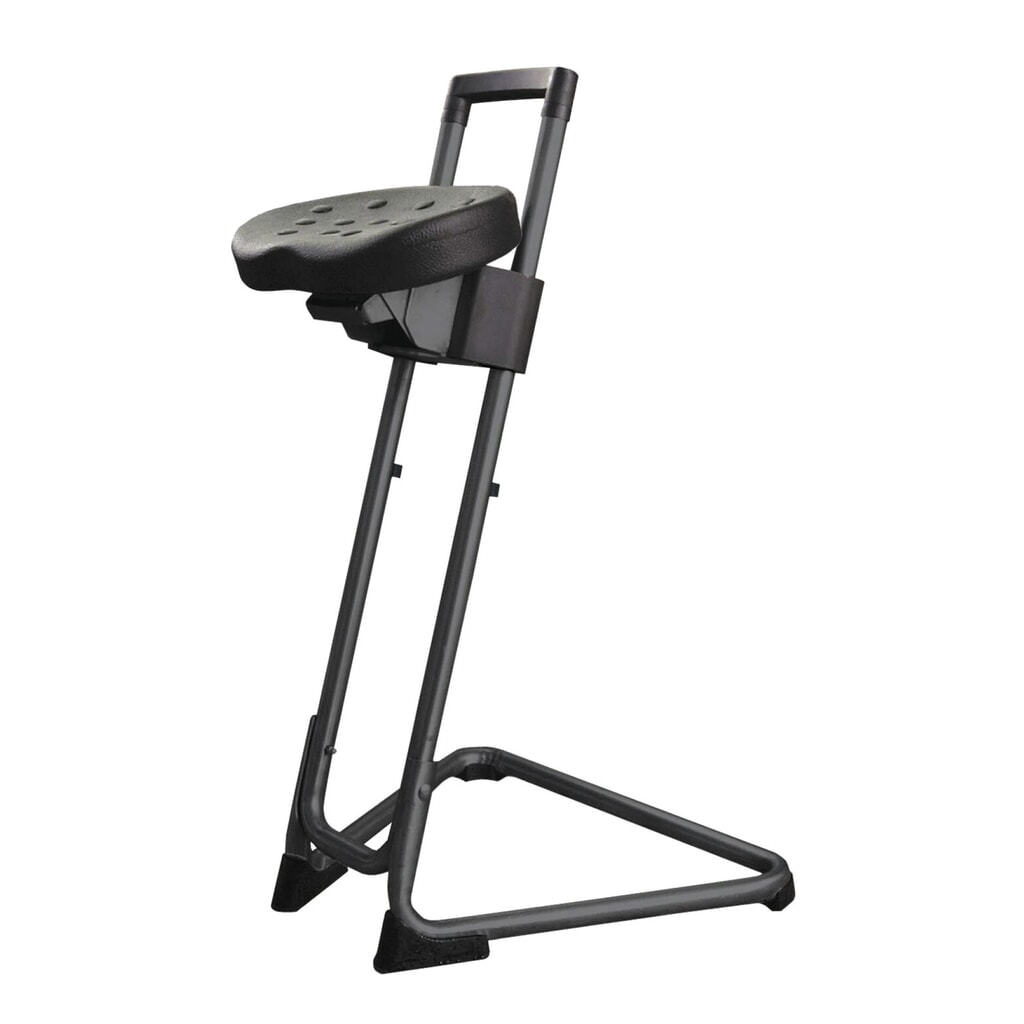 Stahulp HEMMDAL, draai- en kantelbare comfortabele PU zitting, zithoogte 600-850 mm, zwart Product afbeelding: Stahulp HEMMDAL, draai- en kantelbare comfortabele PU zitting, zithoogte 600-850 mm, zwart