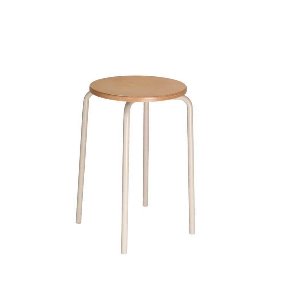Product afbeelding: Stapelbare kruk HEMMDAL beuken, zithoogte 580 mm, vloerglijders, lichtgrijs
