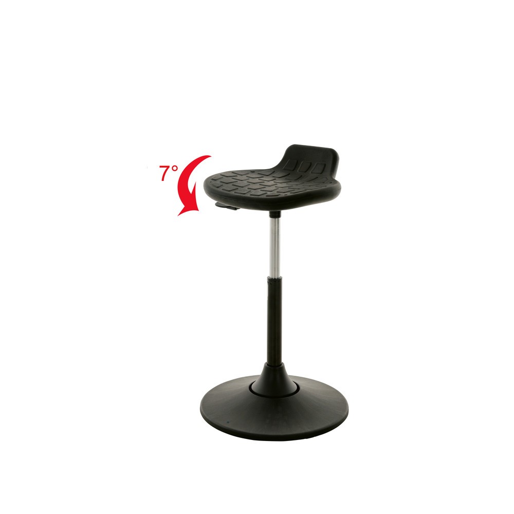 Product afbeelding: Stakruk HEMMDAL, PU zitting met rugleuning, zithoogte 490-680 mm, schotelvoet met draaibare zitting