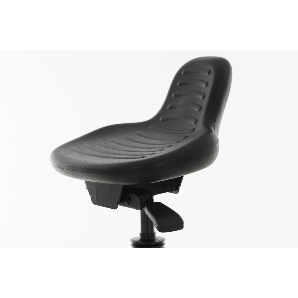 Stahulp HEMMDAL, PU zitting met rugleuning + draaggreep, zithoogte 580-840 mm, vloerglijder Productafbeelding nr. 2: Stahulp HEMMDAL, PU zitting met rugleuning + draaggreep, zithoogte 580-840 mm, vloerglijder