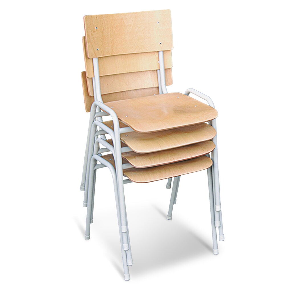 HEMMDAL Stoel Standard, set van 4, stapelbaar, licht beuken, frame zwart Product afbeelding: HEMMDAL Stoel Standard, set van 4, stapelbaar, licht beuken, frame zwart