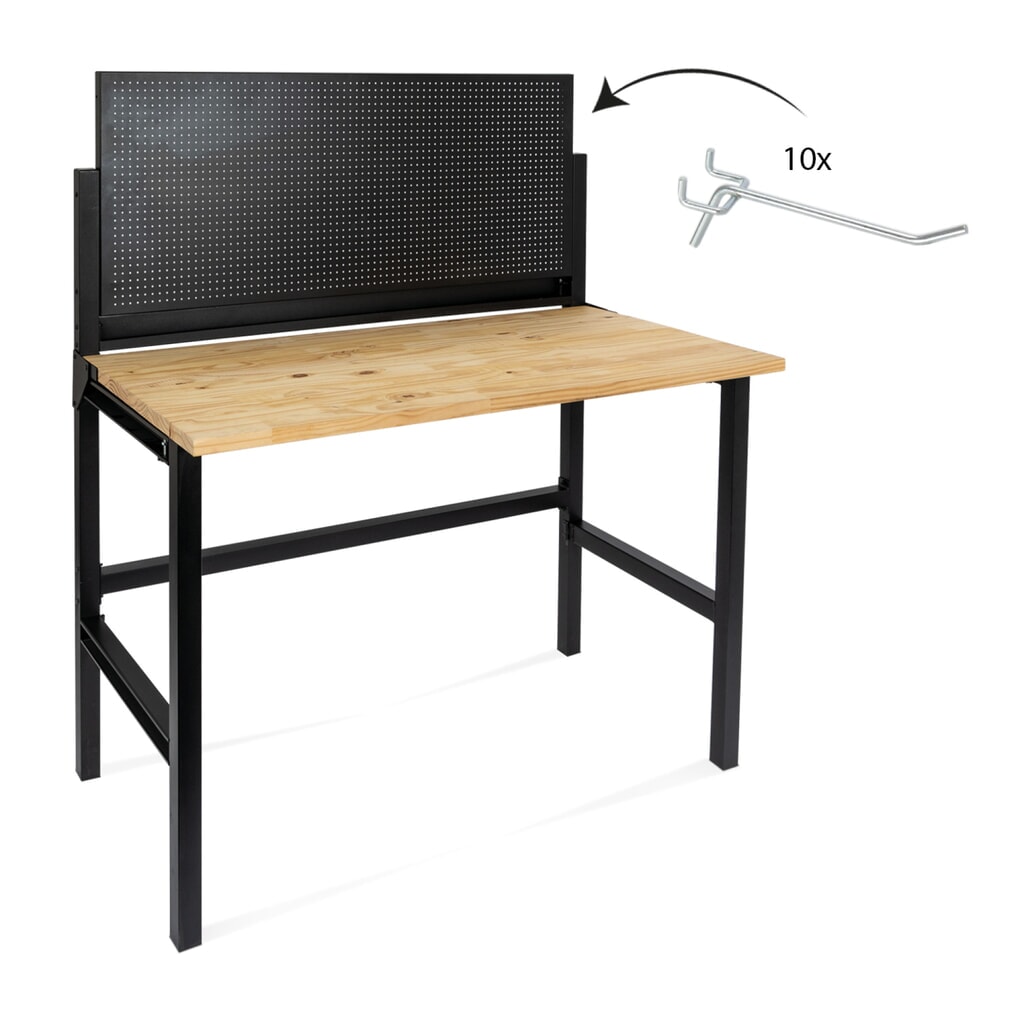 HEMMDAL Werkbank, klapbaar, draagvermogen 150 kg, perfoplaat incl. 10 haken Productafbeelding nr. 2: HEMMDAL Werkbank, klapbaar, draagvermogen 150 kg, perfoplaat incl. 10 haken