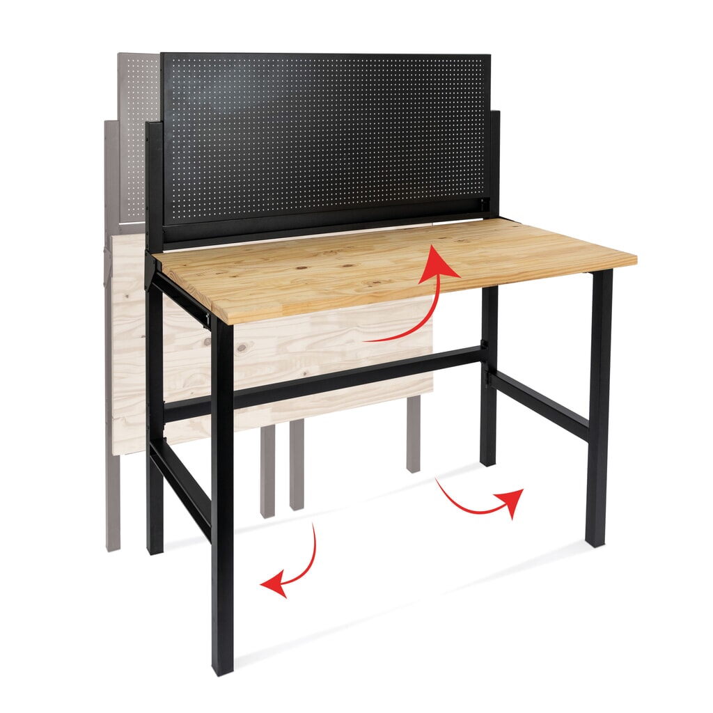 Productafbeelding nr. 3: HEMMDAL Werkbank, klapbaar, draagvermogen 150 kg, perfoplaat incl. 10 haken