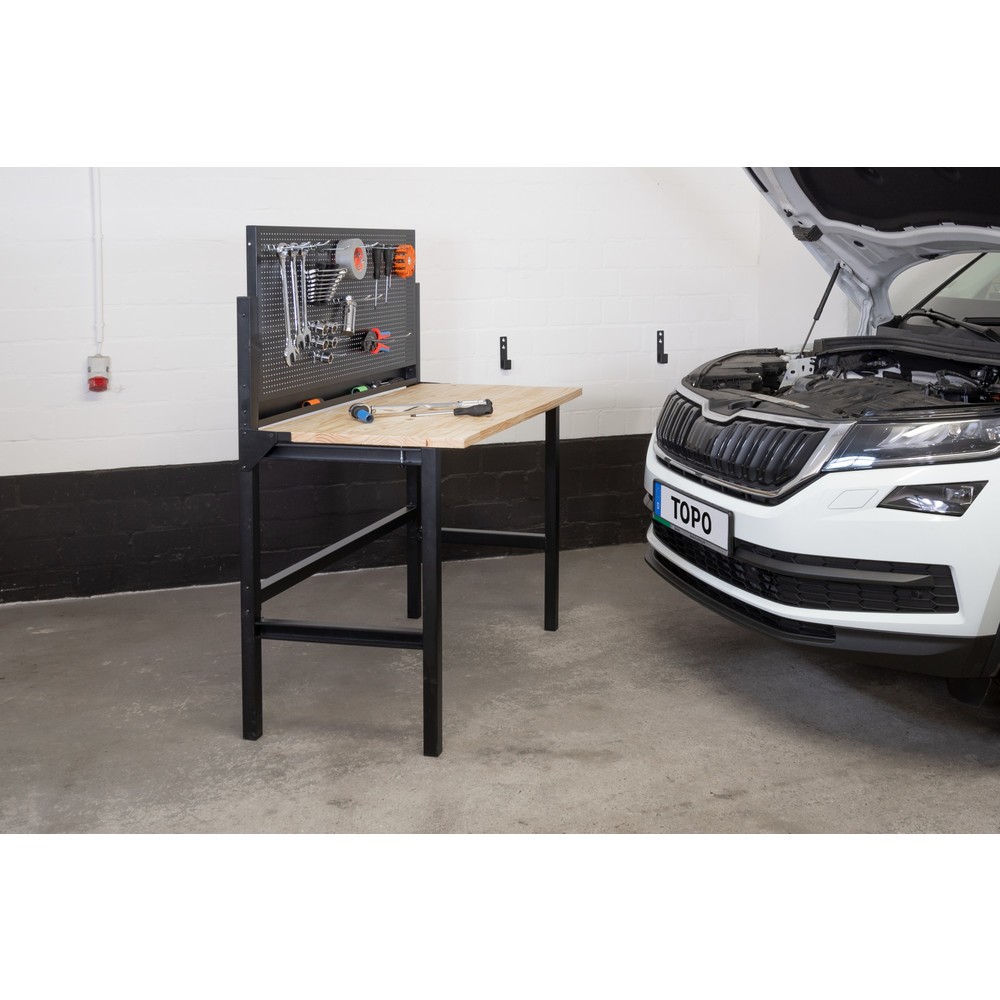 Productafbeelding nr. 10: HEMMDAL Werkbank, klapbaar, draagvermogen 150 kg, perfoplaat incl. 10 haken
