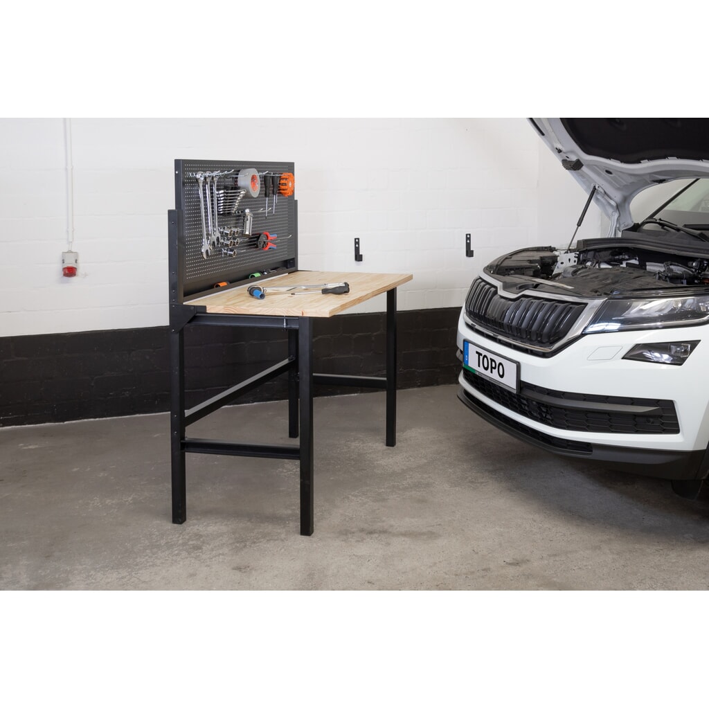 Productafbeelding nr. 10: HEMMDAL Werkbank, klapbaar, draagvermogen 150 kg, perfoplaat incl. 10 haken