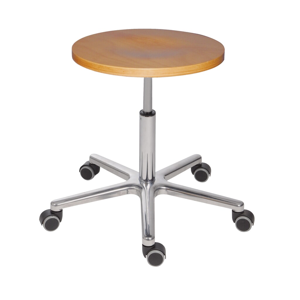 XXL draaikruk HEMMDAL, zitting van beukenhout, zithoogte 470-650 mm, wielen Product afbeelding: XXL draaikruk HEMMDAL, zitting van beukenhout, zithoogte 470-650 mm, wielen