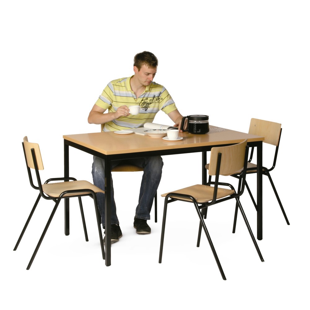 Productafbeelding nr. 2: HEMMDAL Zitgroep met stalen tafel, tafel bxd 1.600 x 800 mm + 4 stoelen, lichtgrijs