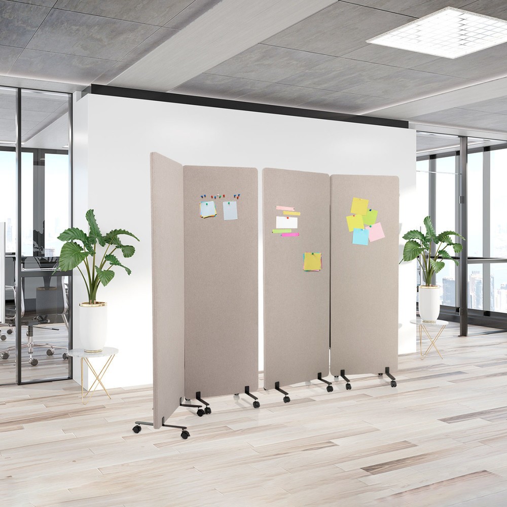 Productafbeelding nr. 2: Verrijdbaar akoestisch scheidingswandsysteem hjh OFFICE FLEXMIUT set van 2, taupe