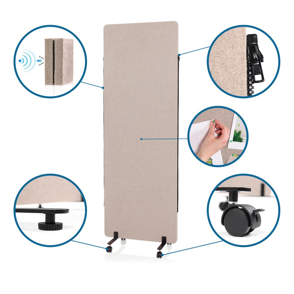 Productafbeelding nr. 3: Verrijdbaar akoestisch scheidingswandsysteem hjh OFFICE FLEXMIUT set van 2, taupe