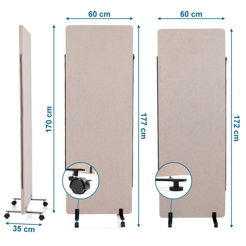 Productafbeelding nr. 5: Verrijdbaar akoestisch scheidingswandsysteem hjh OFFICE FLEXMIUT set van 2, taupe