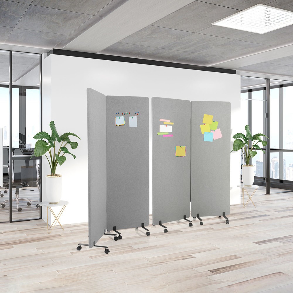 Productafbeelding nr. 2: Verrijdbaar akoestisch scheidingswandsysteem hjh OFFICE FLEXMIUT set van 2, lichtgrijs