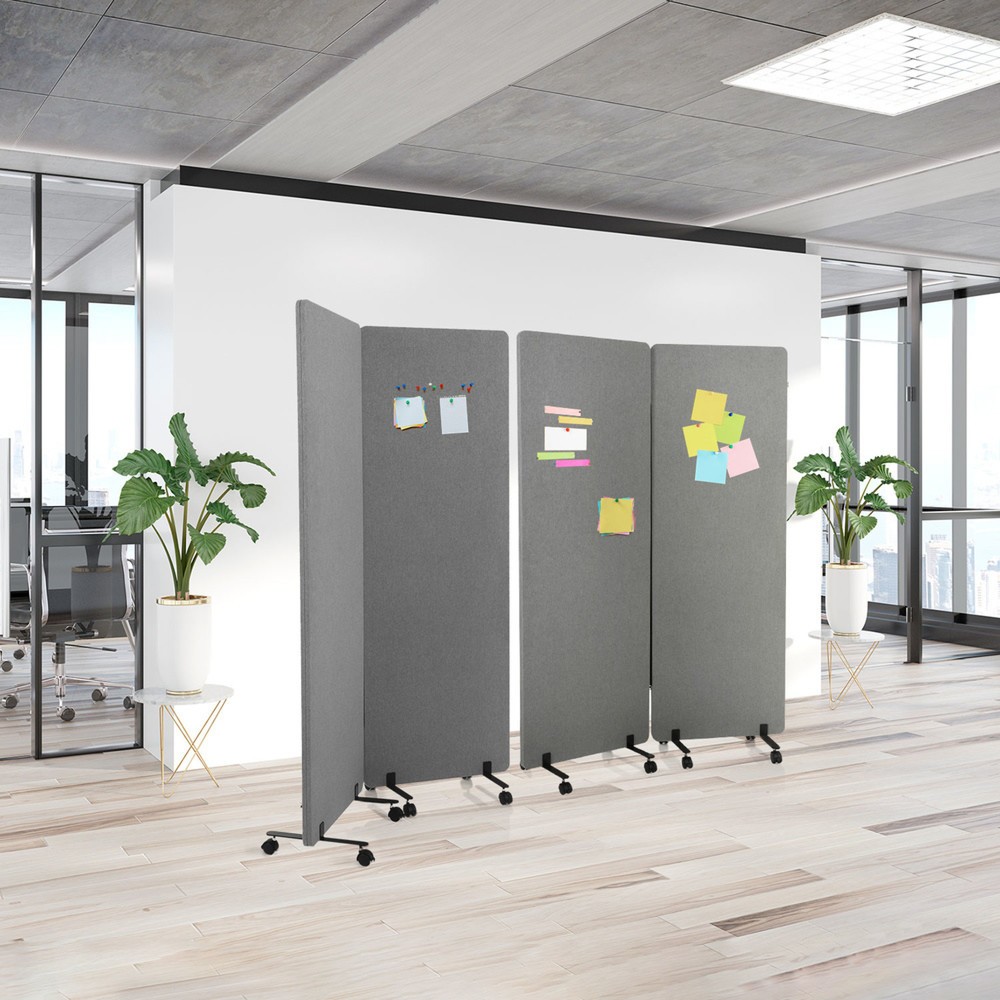 Productafbeelding nr. 2: Verrijdbaar akoestisch scheidingswandsysteem hjh OFFICE FLEXMIUT set van 2, donkergrijs