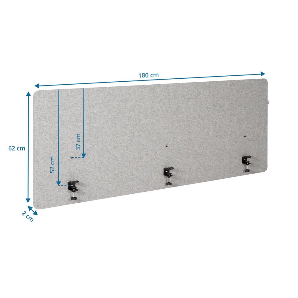 Productafbeelding nr. 8: Akoestische tafelscheidingswand hjh OFFICE FLEXMIUT D 180 cm, lichtgrijs