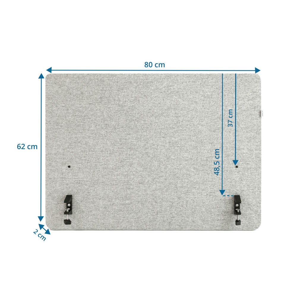 Productafbeelding nr. 5: Akoestische tafelscheidingswand hjh OFFICE FLEXMIUT D SIDE 80 cm, lichtgrijs