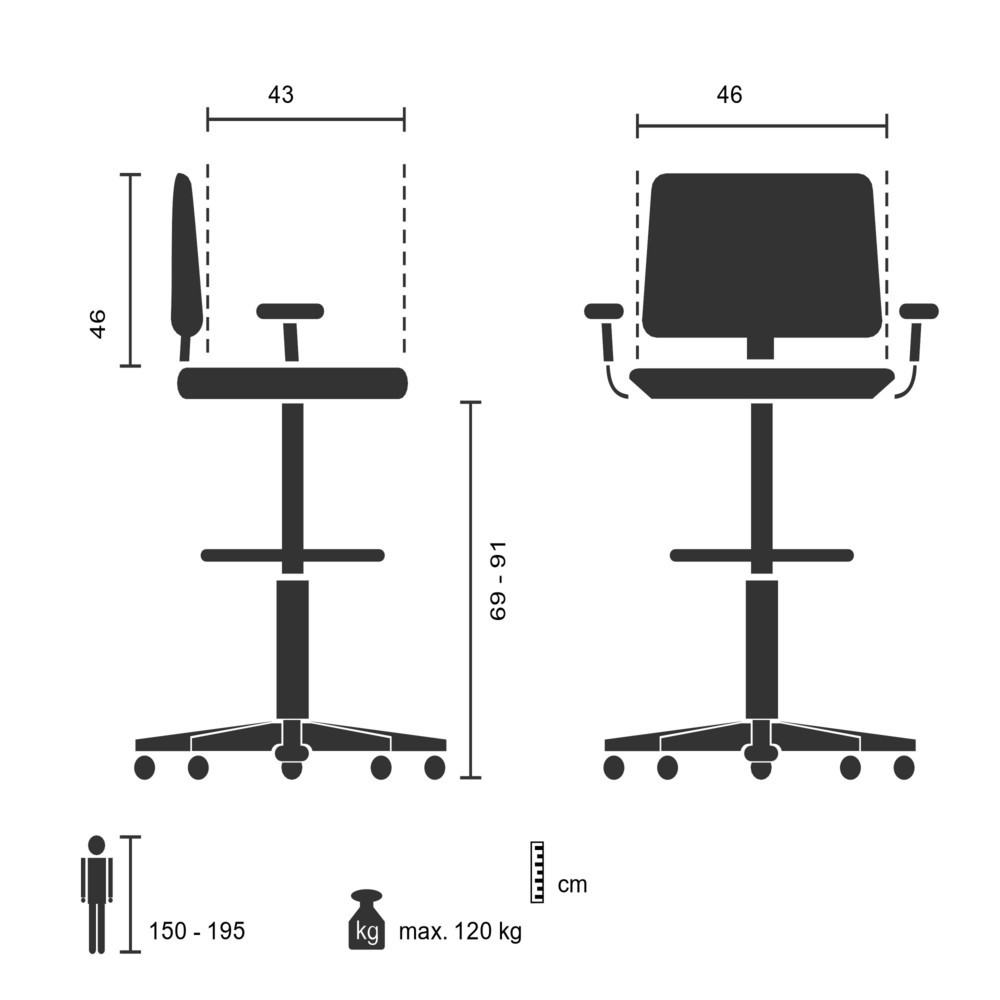 Productafbeelding nr. 5: Werkstoel / baliestoel hjh OFFICE TOP WORK 108 W netstof / stof, grijs