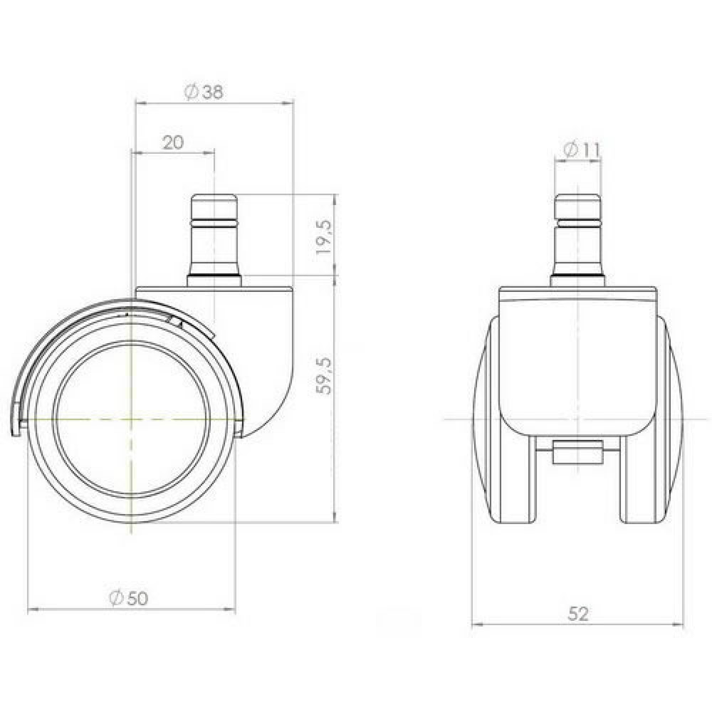 Productafbeelding nr. 4: Wielen voor harde vloeren 5x hjh OFFICE ROLO 11 mm / 50 mm bureaustoelwielen voor harde vloeren, (set van 5)